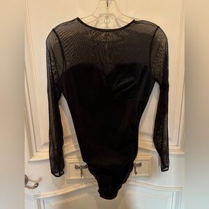 Elegant Black Sheer Sleeve Bodysuit